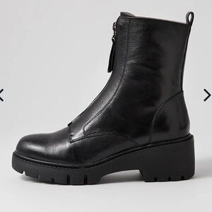 Sleek Black Leather Combat Boots